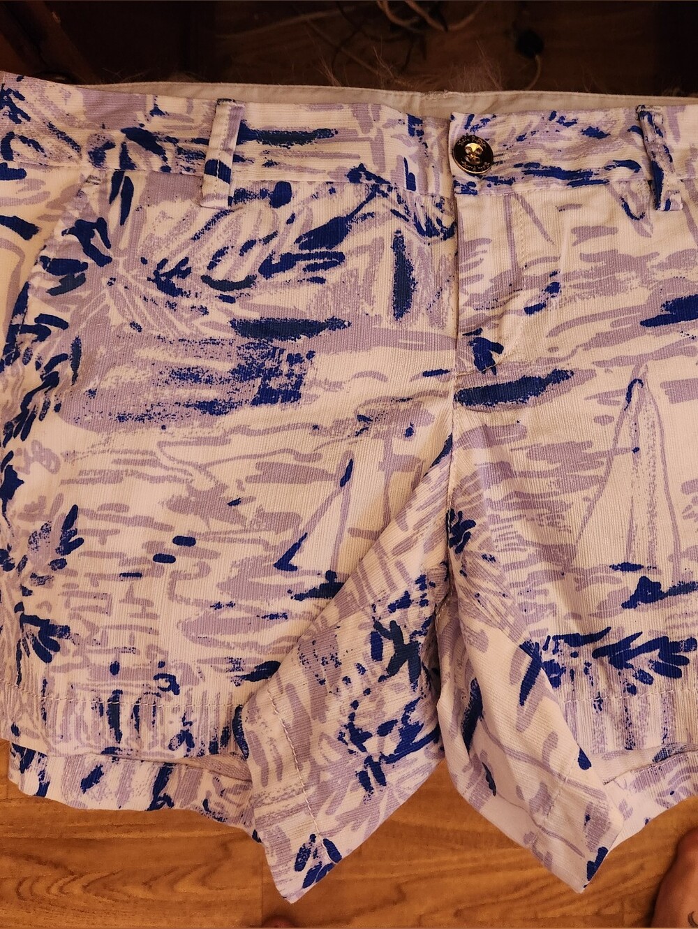 Lilly Pulitzer Purple White & Blue Printed Bermuda Shorts 8
